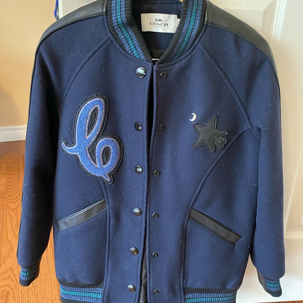 Coach Dark Blue Jacket with Striped Accents